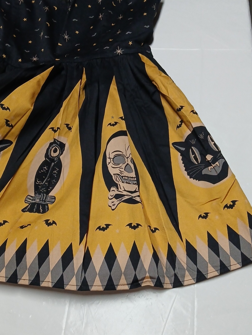 Oblong Box Shop Prudence Halloween Treat Mini Dress w/ Pockets Size M Pinup Goth - Picture 5 of 14